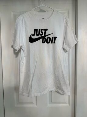Nike White Tee with Gray Logo Interior Print